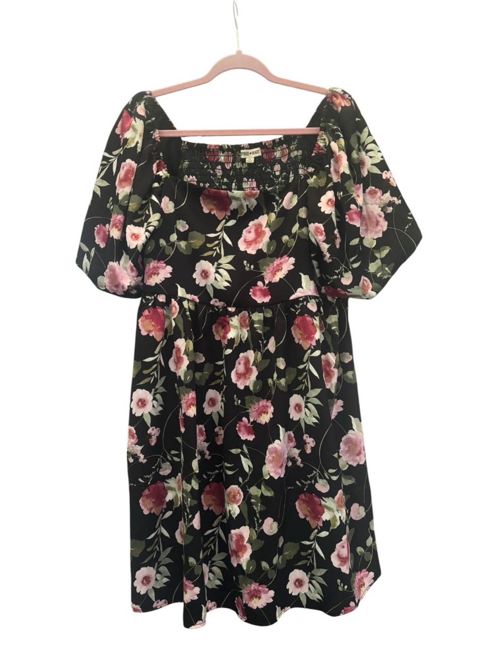 Inspired Hearts Floral Black Dress Size 1X (Extra Large)